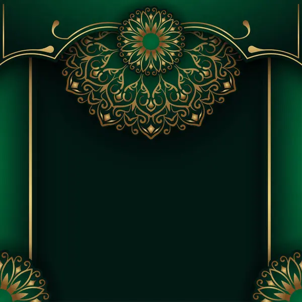 Altın mandala süslemeleri ile yeşil arkaplan