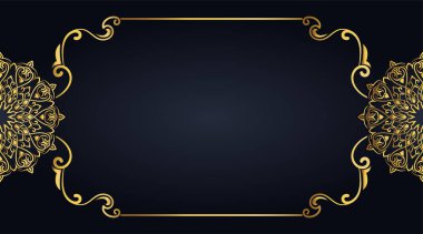 Altın mandala süslemeli çiçek çerçevesi