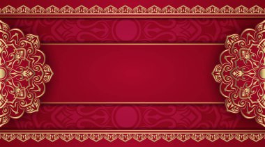 Altın mandala ile kırmızı arkaplan