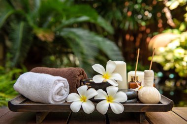 Güzellik masajı, sağlıklı sağlık geçmişi. Çiçekli Plumeria doğa mumuyla rahatlamak için vücut kadınlarına spa Thai terapisi aromaterapisi. Yaşam Tarzı ve Kozmetik Konsepti