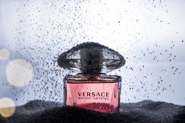 VERSACE Bright Crystal Perfume, Cologne Bottle Under Snow, Play 