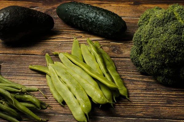 Grupo Vegetais Verdes Essencial Uma Dieta Saudável — Fotografia de Stock