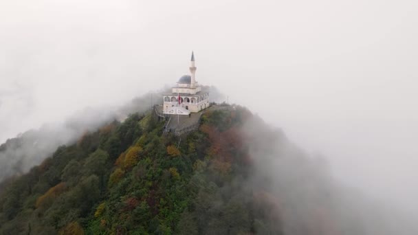 Впечатляющий Вид Мечеть Горе Ризе Кибла Гора Известна Мечеть Молитвенный — стоковое видео