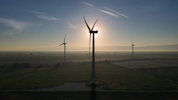 Imagem Das Pás Eólicas Que Uma Das Fontes Energia Renováveis — Vídeo de Stock