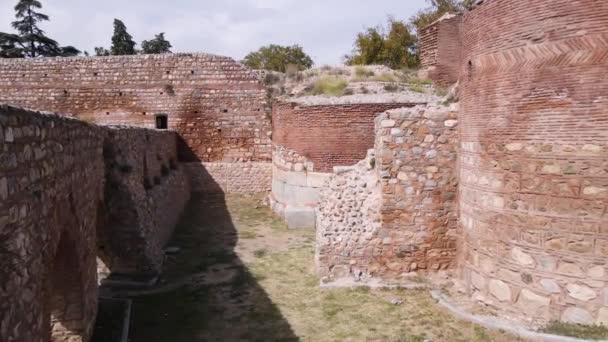 Исторические Руины Римского Периода Замки Стены Камня — стоковое видео