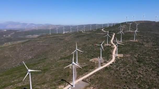 Образ Лопастей Ветра Который Является Одним Возобновляемых Источников Энергии Используется — стоковое видео