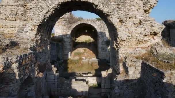 Ruínas Históricas Período Romano Castelos Muros Pedra — Vídeo de Stock