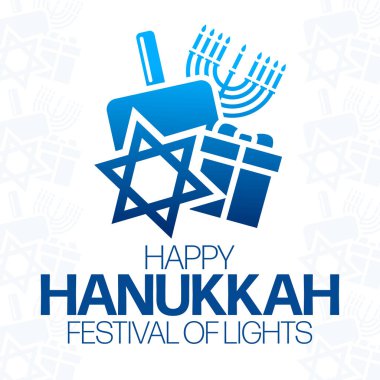 Mutlu Hanukkah. Işıklar Festivali. Vektör çizimi. Tatil posteri