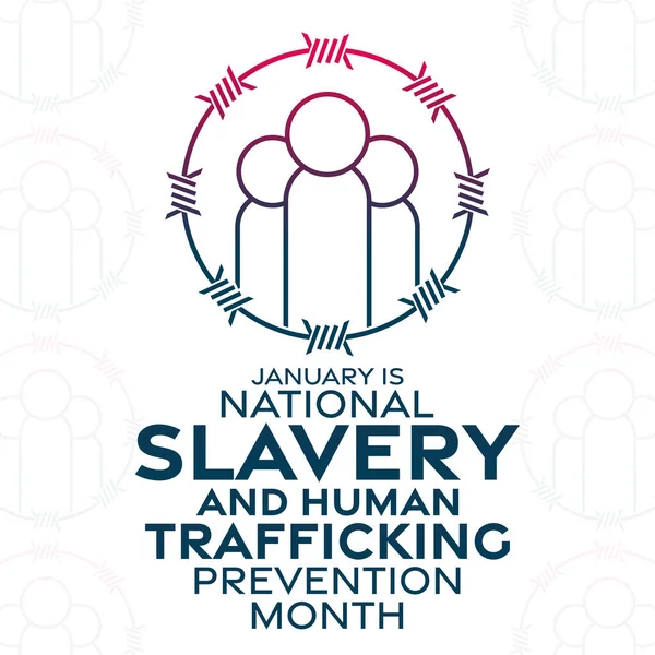 Janeiro Mês Nacional Prevenção Escravidão Tráfico Pessoas Ilustração Vetorial Cartaz Ilustrações De Stock Royalty-Free