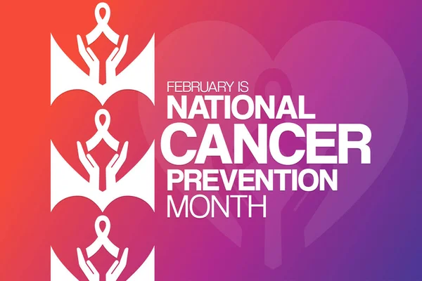 Fevereiro Mês Nacional Prevenção Cancro Ilustração Vetorial Cartaz Férias Vetor De Stock