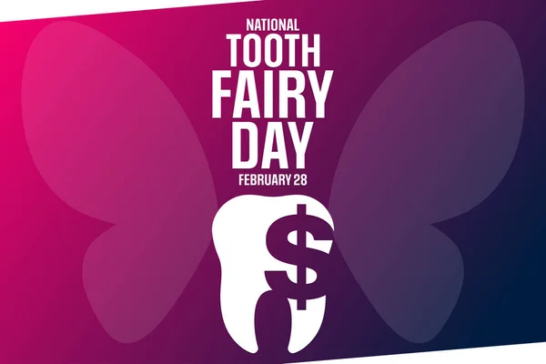 National Tooth Fairy Day February Vector Illustration Holiday Poster — 스톡 벡터