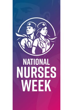 Ulusal Hemşireler Haftası vektör çizimi. Tatil afişi, kart, poster ve arkaplan şablonu