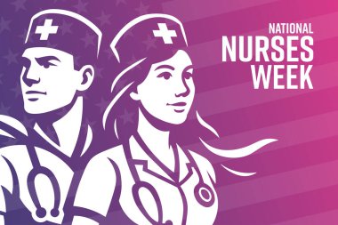 Ulusal Hemşireler Haftası vektör çizimi. Tatil afişi, kart, poster ve arkaplan şablonu