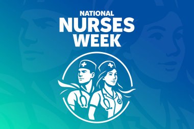 Ulusal Hemşireler Haftası vektör çizimi. Tatil afişi, kart, poster ve arkaplan şablonu