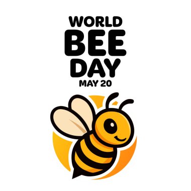 Dünya Arı Günü. 20 Mayıs. Vektör çizimi. Tatil afişi, kart, poster ve arkaplan şablonu