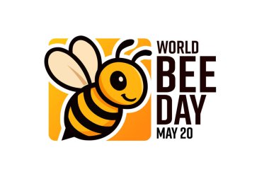 Dünya Arı Günü. 20 Mayıs. Vektör çizimi. Tatil afişi, kart, poster ve arkaplan şablonu