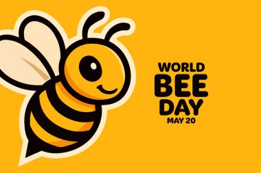 Dünya Arı Günü. 20 Mayıs. Vektör çizimi. Tatil afişi, kart, poster ve arkaplan şablonu