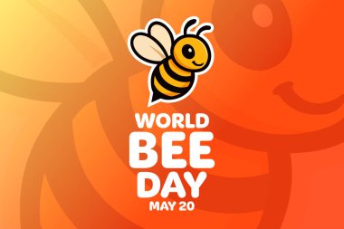 Dünya Arı Günü. 20 Mayıs. Vektör çizimi. Tatil afişi, kart, poster ve arkaplan şablonu