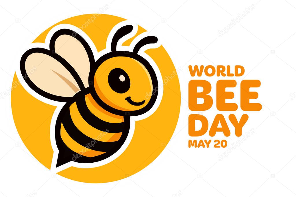 World Bee Day. May 20. Vector illustration. Holiday banner, card, poster and background template