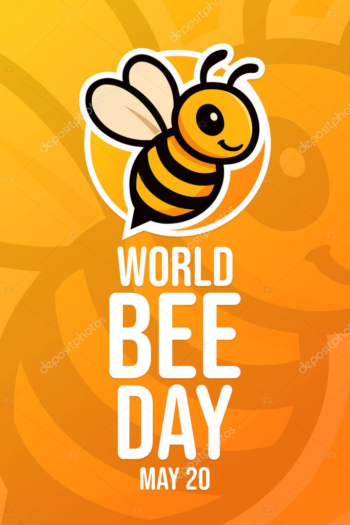 World Bee Day. May 20. Vector illustration. Holiday banner, card, poster and background template