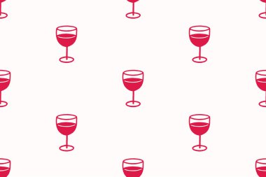 Şarap Camı Kusursuz Şablon. El çizimi biçim vektör illüstrasyonu