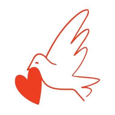 Barış güvercini ikonu. El çizimi biçim vektör illüstrasyonu