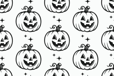 Mutlu Cadılar Bayramı. Kusursuz desen. Çizgi film biçimi vektör illüstrasyonu