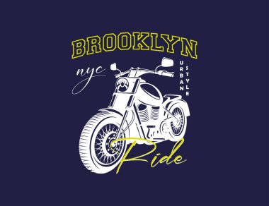 Giysi ve diğer kullanımlar için ana hatlı metin içeren motosiklet vektör tasarımı