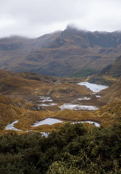 Foto Verticale Paesaggio Nuvoloso Del Parco Nazionale Cajas Negli Altopiani — Foto Stock