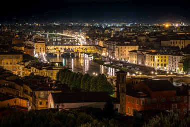 Skyline Florence from Michelangelo Piazzale square at night, Ita