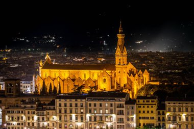Skyline Florence from Michelangelo Piazzale square at night, Ita