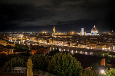 Skyline Florence from Michelangelo Piazzale square at night, Ita