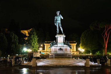 David Michelangelo Piazzale square at night in Florence, Italy. clipart