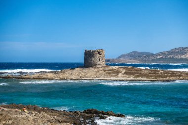 İtalya, Sardunya, Stintino 'daki güzel La Pelosa plajı
