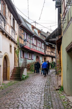 Eguisheim colorful village of Alsace, region of France. clipart