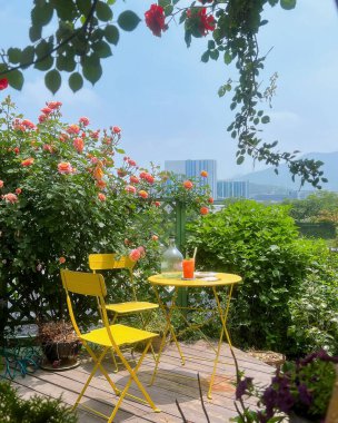 Çiçekli bir bahçe manzarası