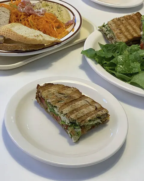 Tavuk göğsü, peynir ve sebzeli sandviç.