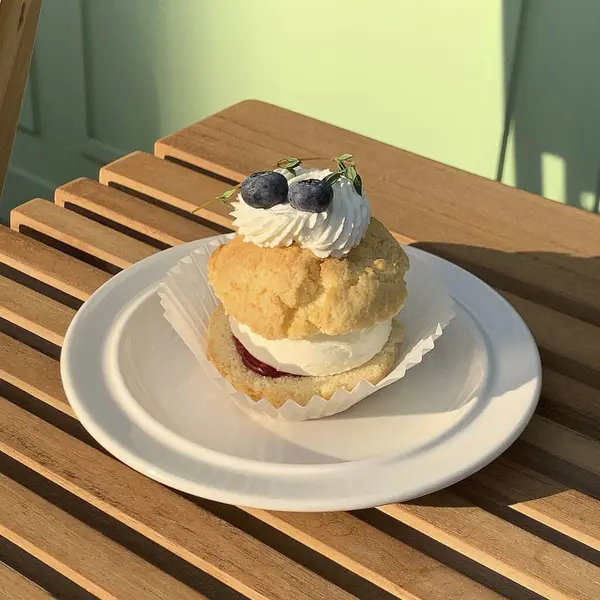 Çilekli ve yaban mersinli dondurma. Tatlı lezzetli.