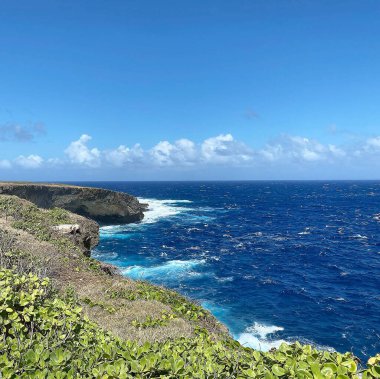 Güzel bir kıyı şeridi ve okyanus manzarası