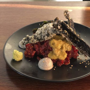 Lezzetli Asya yemeklerinin yakın görüntüsü