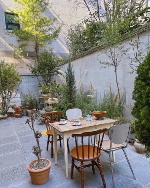 Bahçedeki modern ev