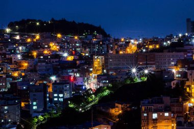 Barselona şehrinin gece manzarası, İspanya