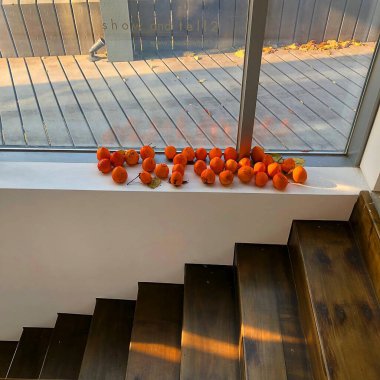 Tahta bir kutuda turuncu ve kırmızı üzümler