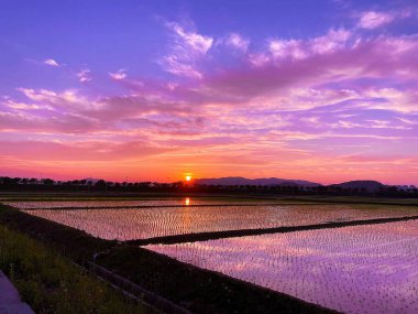 Gölün üzerinde güzel bir gün batımı