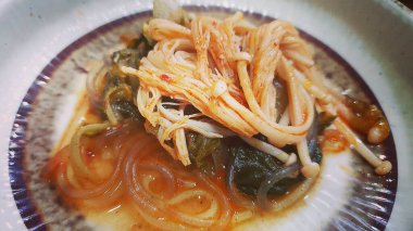 Lezzetli Asya mutfağının yakın görüntüsü