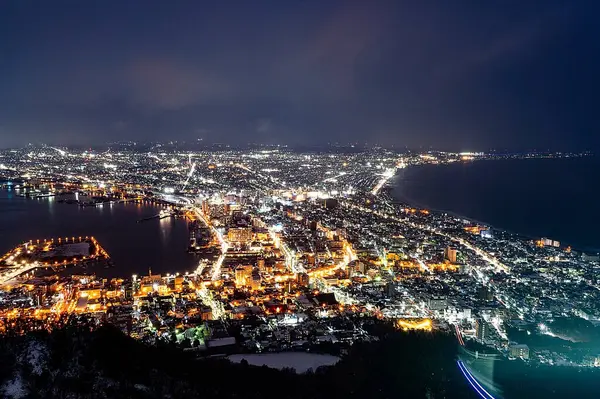 Barselona şehrinin gece manzarası, İspanya