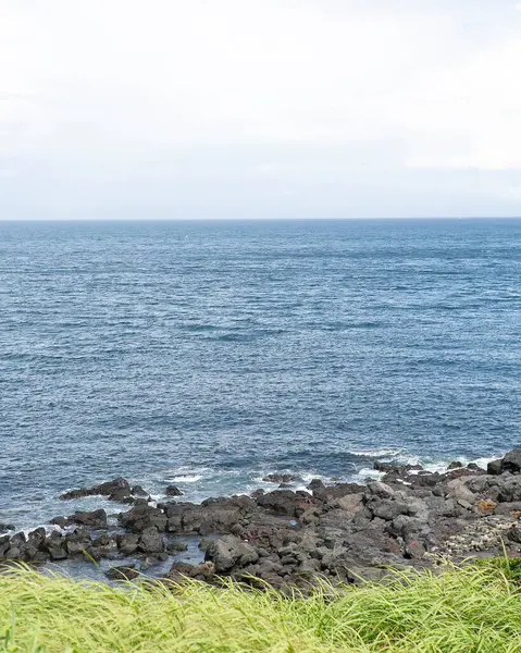 Sao Miguel sahilindeki okyanus manzarası