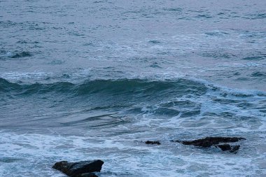 Dalgalar sahile çarpıyor.