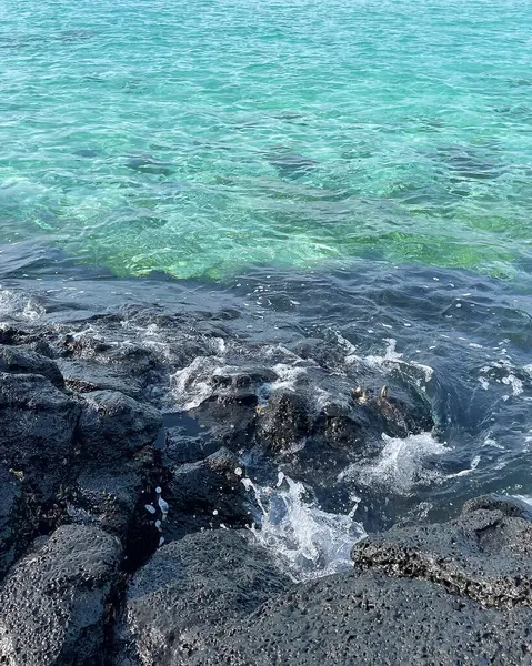 Deniz kıyısında kayalar ve dalgalar