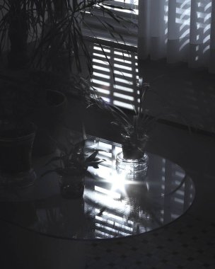 Geniş pencereli güzel bir iç mekan.